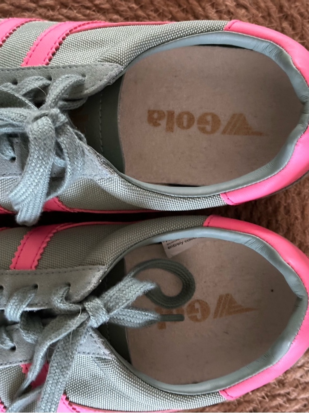 Gola Women's Green with Pink Stripe Sneakers - Picture 3 of 6